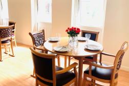Our light and spacious dining room