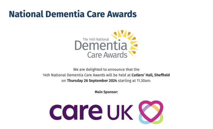 National Dementia Care Awards Invite