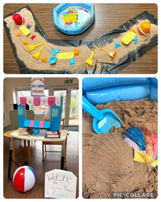 Sandcastles can still be made away from the beach... all you need is a little sand with a bucket and spade.