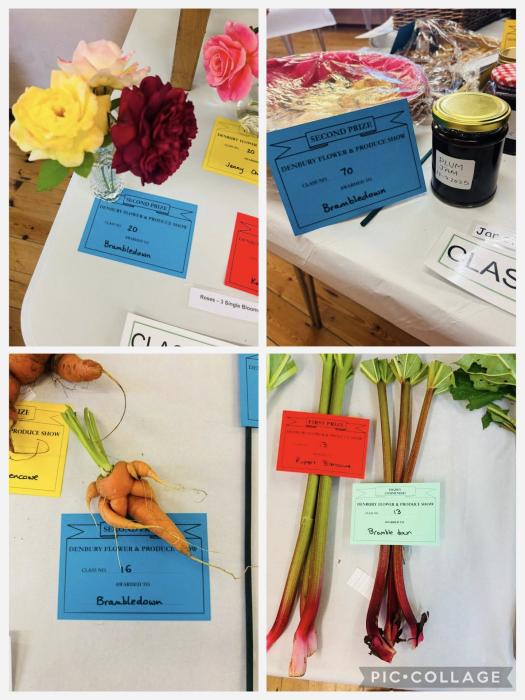 Photo shows prizes awarded to Bramble Down team 