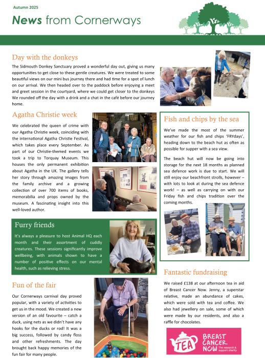 News from Cornerways in our autumn newsletter