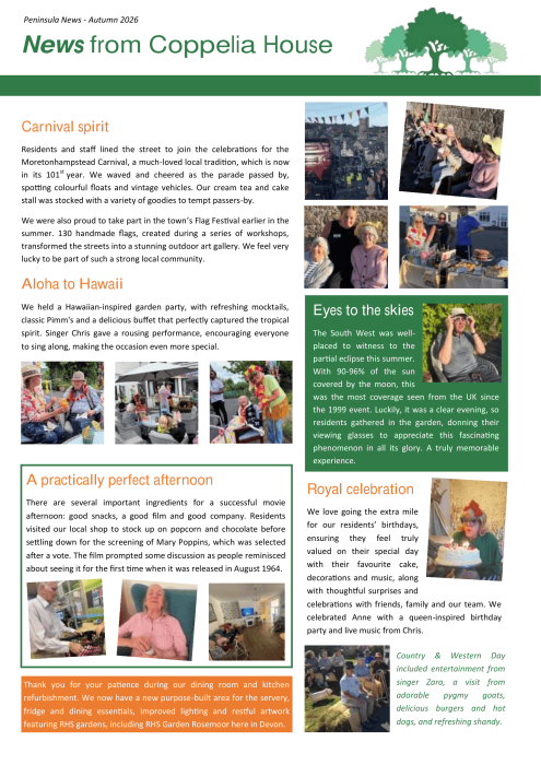 Coppelia House Extract Autumn Newsletter