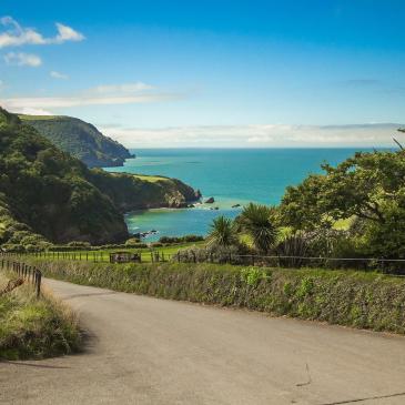 A long shot of the cliffs on a bright day