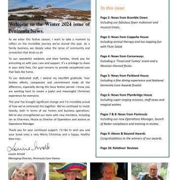 Peninsula Care Homes December Newsletter 2024