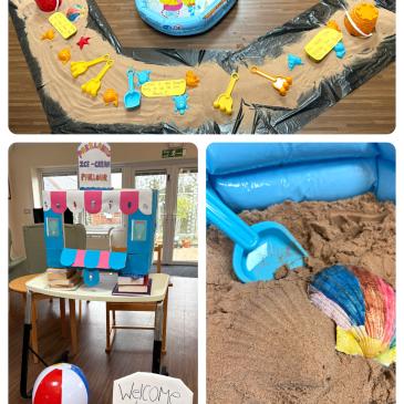 Sandcastles can still be made away from the beach... all you need is a little sand with a bucket and spade.